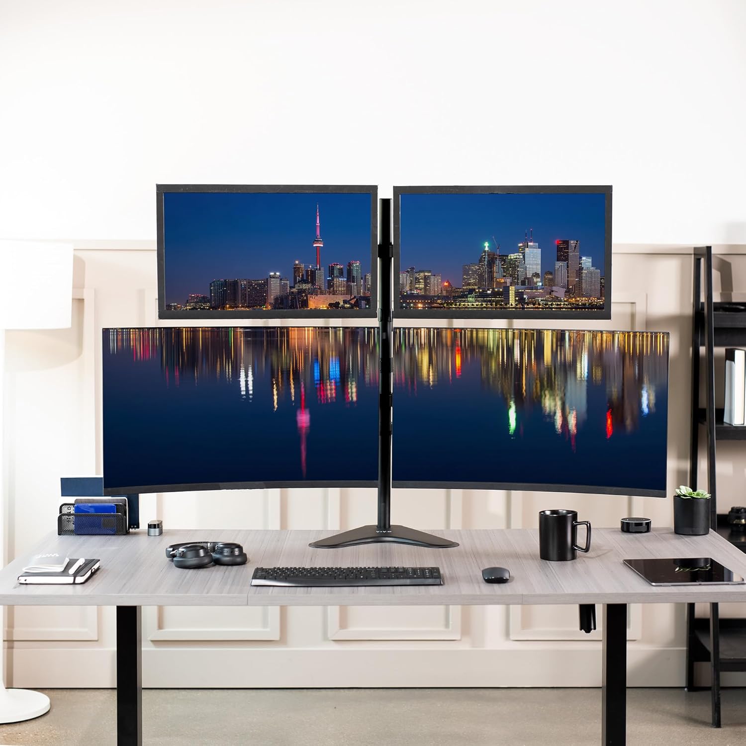 Quad Widescreen Computer Monitors – Desk Stand – Specola